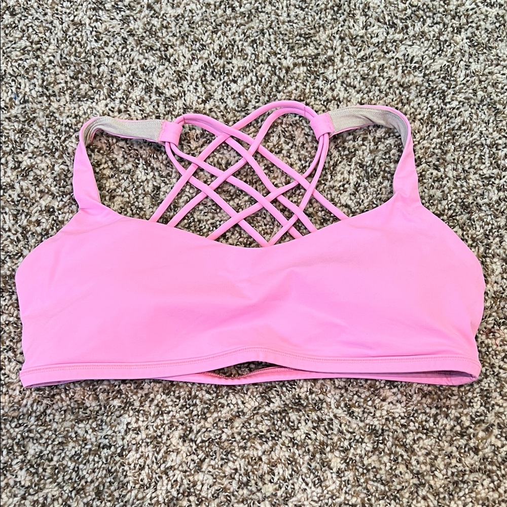 lululemon athletica 12 Pink Strappy Bra Stretch Sports Bra FREE TO BE WILD